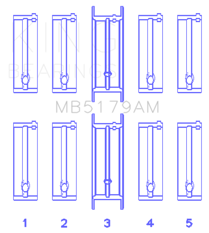 King Engine Bearings King Daewoo/GM/Opel/Vauxhall (Size STD) Main Bearing Set MB5179AM MB5179AM Photo - Primary