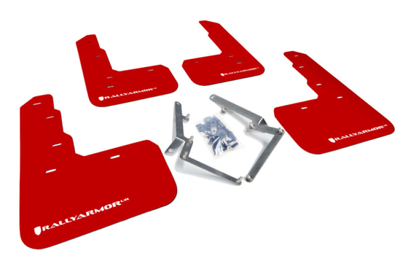 Rally Armor 17-18 Honda Civic Type R (Type R Only) UR Red Mud Flap MF47-UR-RD/WH Photo - Primary