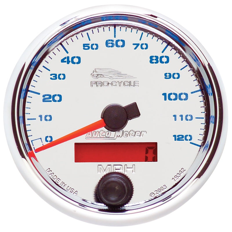 Autometer Pro-Cycle Gauge Speedo 2 5/8in 120 Mph Elec Chrome 19342 19342 Photo - Primary