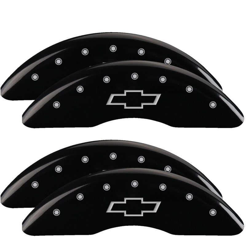 MGP 4 Caliper Covers Engraved Front & Rear Bowtie Black finish silver ch 20+ Silverado 2500 HD 14258SBOWBK 14258SBOWBK Photo - Primary