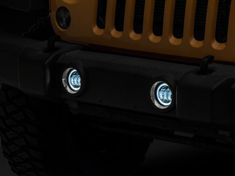 Raxiom 07-18 Jeep Wrangler JK Axial Series Halo LED Fog Lights- Amber J141994 J141994 Photo - Close Up