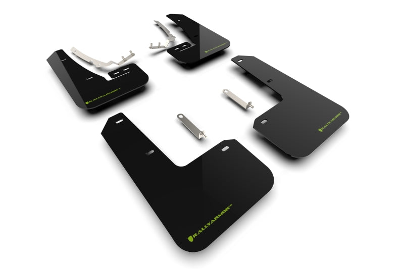 Rally Armor 2022 MK8 Volkswagen Golf GTI/R Black UR Mud Flap w/ Green Logo MF80-UR-BLK/CGN MF80-UR-BLK/CGN Photo - Primary