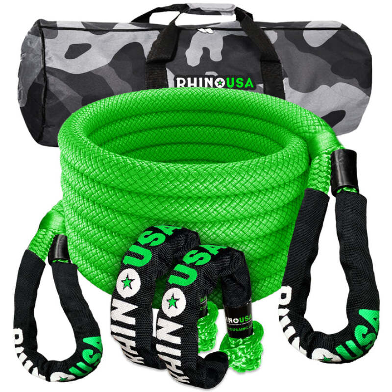 Rhino USA 7/8In X 30Ft Kinetic Rope Recovery Kit W/Soft Shackles (Green) RG-KRKIT78X30-GRN RG-KRKIT78X30-GRN Photo - Primary
