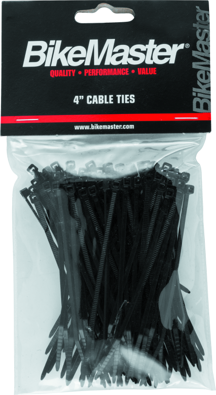 BikeMaster 4in Cable Ties (Pack of 100) - Black 151672 151672 Photo - Primary