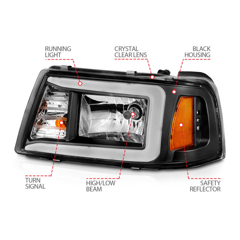 ANZO 2001-2011 Ford Ranger Crystal Headlights w/ Light Bar Black Housing 111511 111511 User 3
