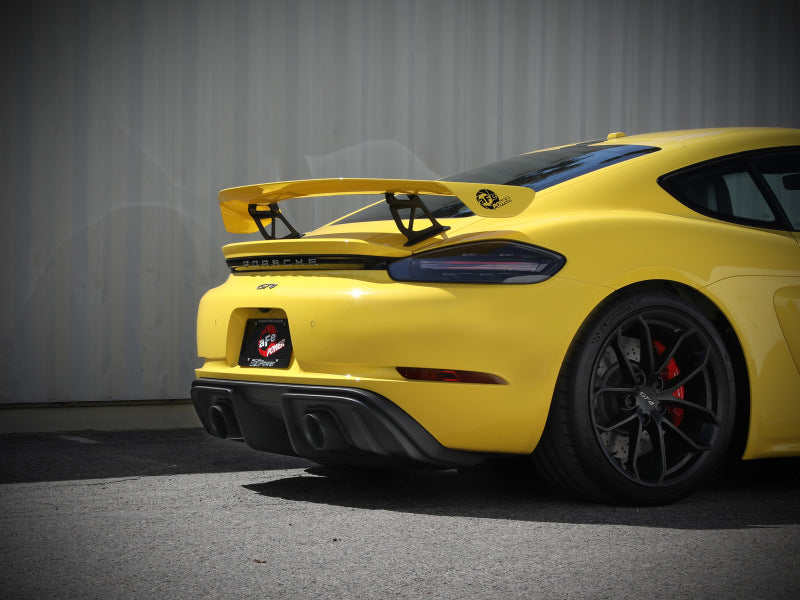 aFe MACHForce XP 2.25in-2.5in 304SS Exhaust Cat-Back Porsche 20-22 Cayman GT4(718) 4.0L - Black Tips 49-36443-B 49-36443-B Photo - Mounted