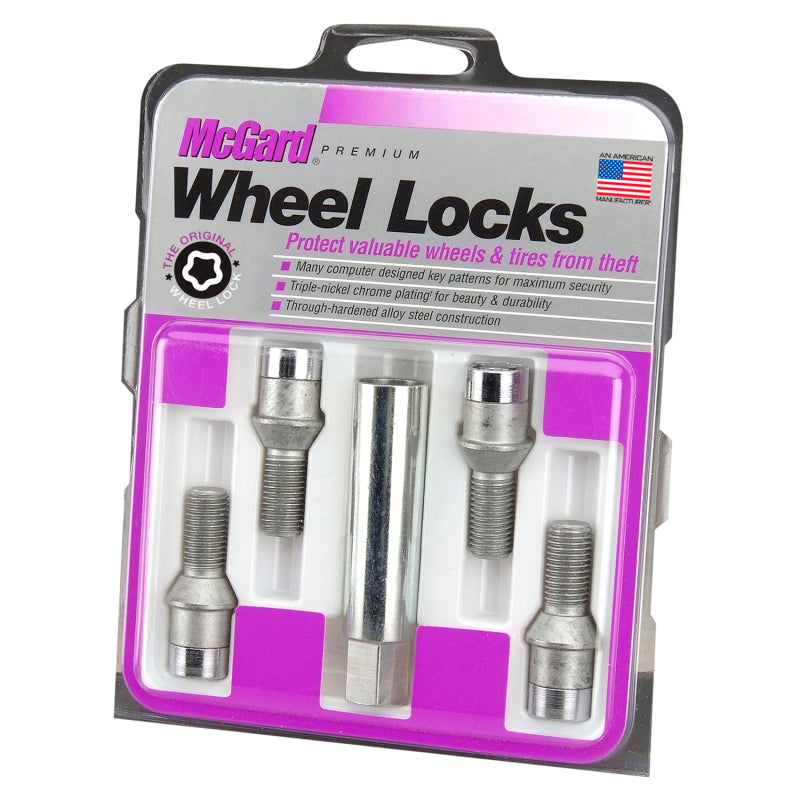 McGard Wheel Lock Bolt Set - 4pk. (Tuner / Cone Seat) M12X1.5 / 17mm Hex / 29.6mm Shank L. - Chrome 27191 27191 Photo - Primary