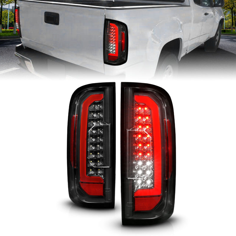 ANZO 15-21 GMC Canyon Full LED Taillights w/ Red Lightbar Black Housing/Clear Lens 311434 311434 Photo - Primary
