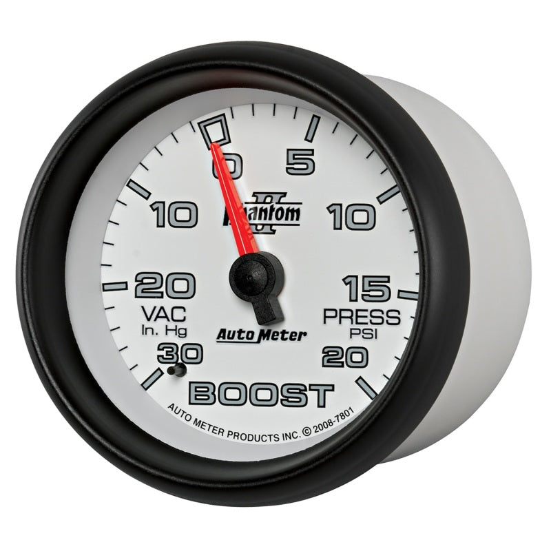 Autometer Gauge, Vac/Boost, 2 5/8", 30inHg-20Psi, Mechanical, Phantom II 7801 User 2