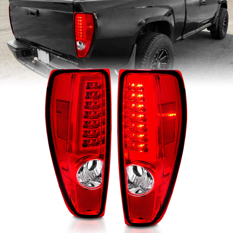 ANZO 2004-2012 Chevrolet Colorado/ GMC Canyon LED Tail Lights w/ Light Bar Chrome Housing Red/Clear 311384 311384 Photo - Primary
