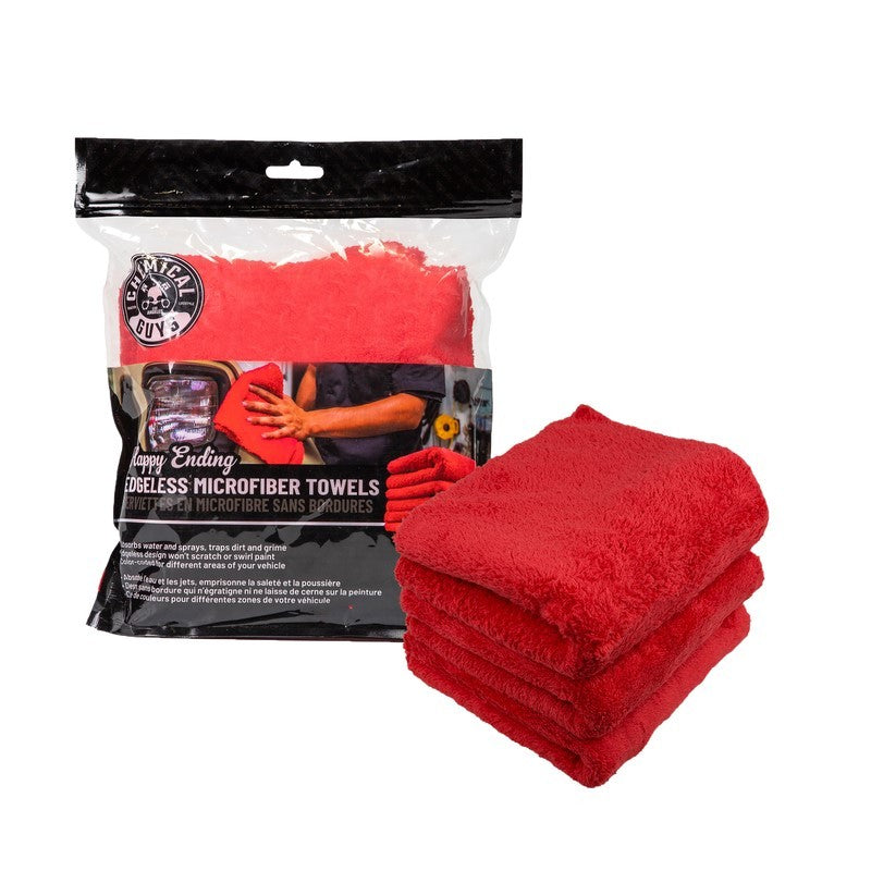 Chemical Guys Happy Ending Ultra Edgeless Microfiber Towel - 16in x 16in - Red - 3 Pack (P16) MIC34103 MIC34103 User 1