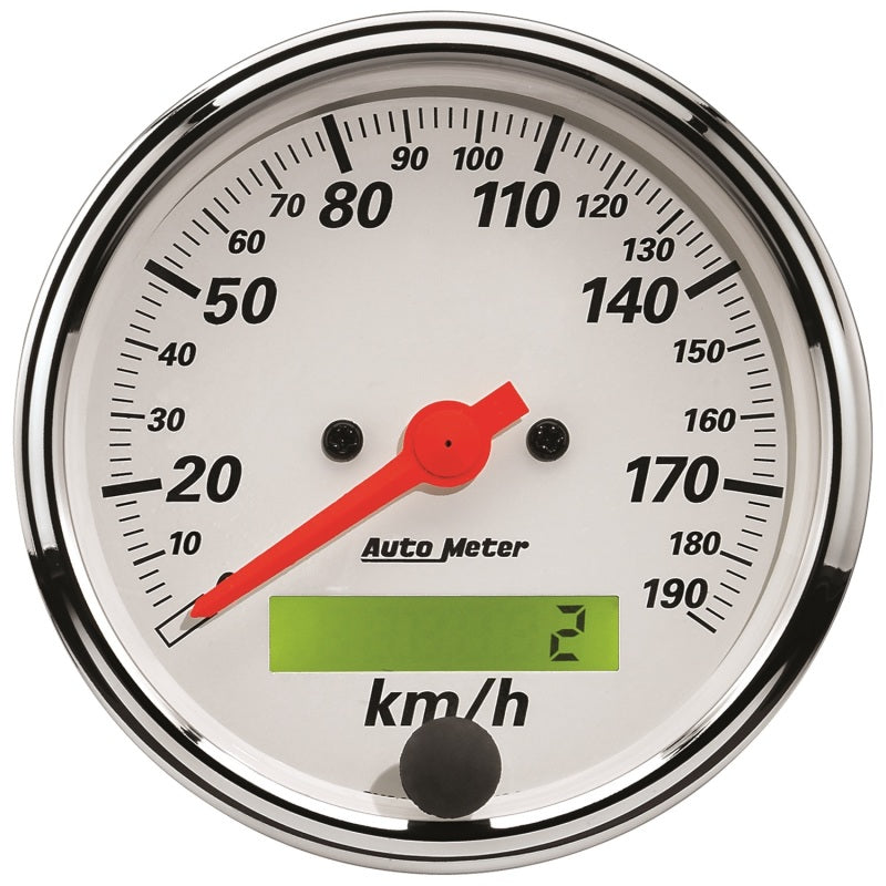 Autometer Gauge, Speedometer, 3 1/8", 190km/h, Elec. Prog. w/ LCD Odo 1388-M Photo - Primary