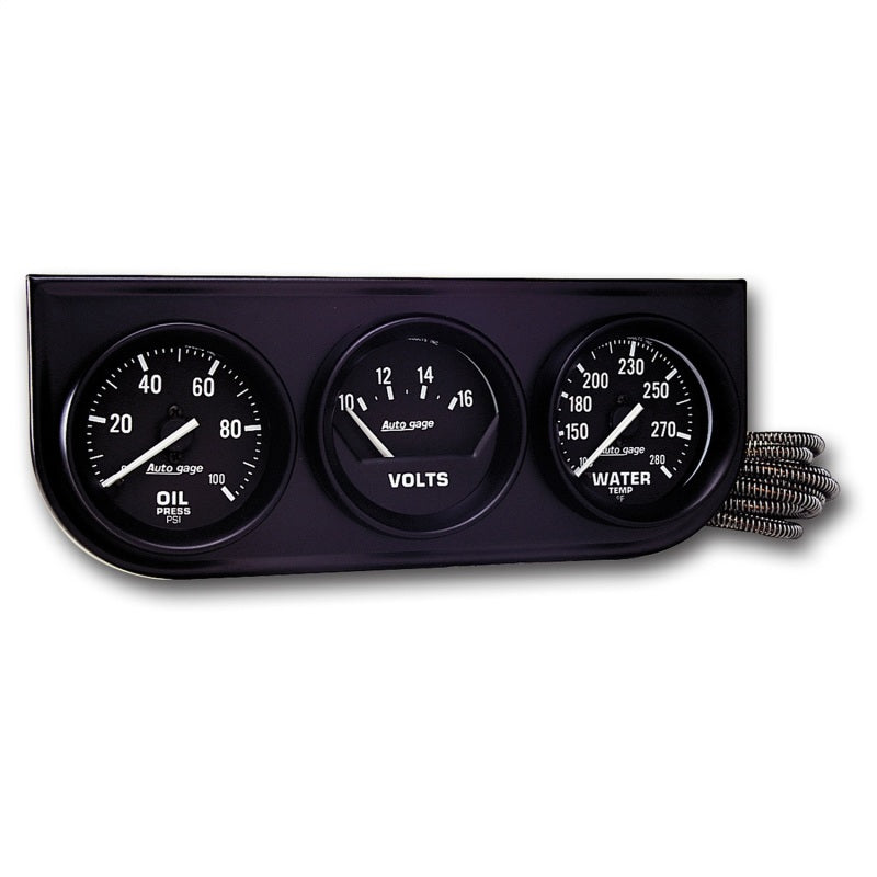 Autometer Gauge Console, Oilp/Wtmp/Volt, 2", 100Psi/280 Deg F/18V, Mech Blk Dial 2397 Photo - Primary