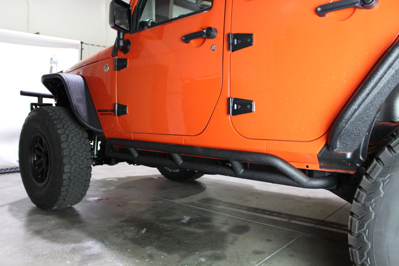 Fishbone Offroad 07-18 Jeep JK 4 Door Wrangler JK Steel Rock Sliders - Blk Textured Powdercoat FB23009 FB23009 Photo - lifestyle view
