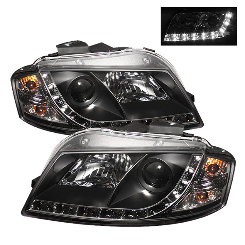 Spyder Audi A3 06-08 Projector Headlights Halogen Model Only - DRL Black PRO-YD-AA306-DRL-BK 5008510 5008510 Photo - Primary