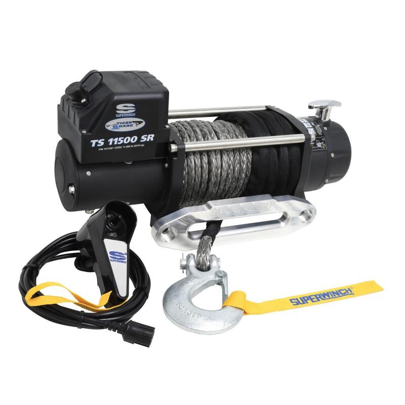 Superwinch 11500 LBS 12 VDC 3/8in x 80ft Synthetic Rope Tiger Shark 11500 Winch 1511201 1511201 Photo - out of package