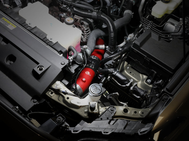 aFe 2024+ Toyota Tacoma BladeRunner 2.5in & 3in Aluminum Hot & Cold Charge Pipe Kit - Red 46-20724-R 46-20724-R Photo - Mounted