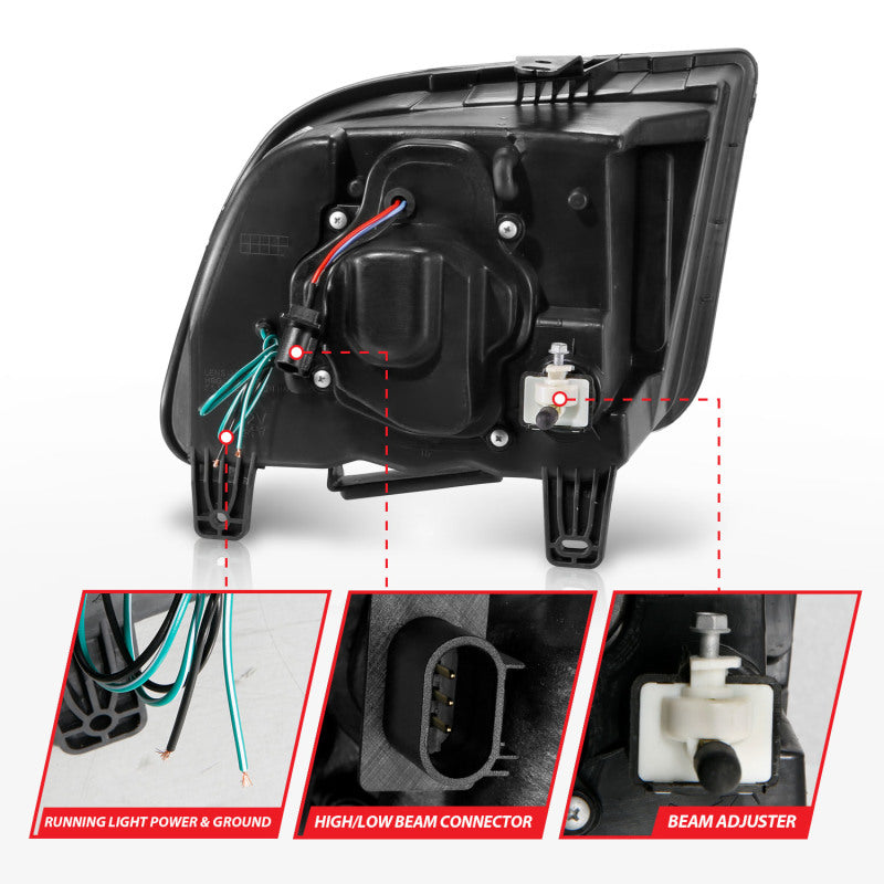 ANZO 05-09 Ford Mustang (w/Factory Halogen HL Only) Projector Headlights w/Light Bar Black Housing 121566 121566 Photo - Unmounted