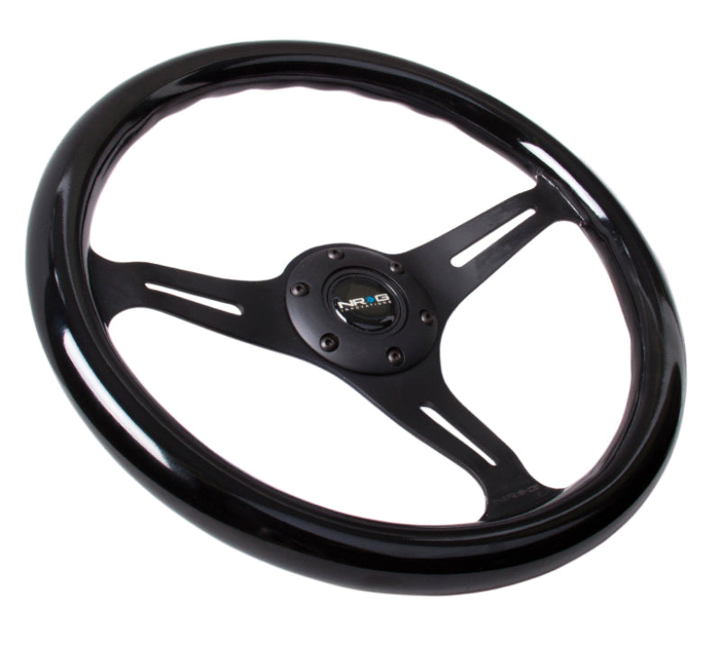 NRG Classic Wood Grain Steering Wheel (350mm) Black Paint Grip w/Black 3-Spoke Center ST-015BK-BK ST-015BK-BK Photo - Primary