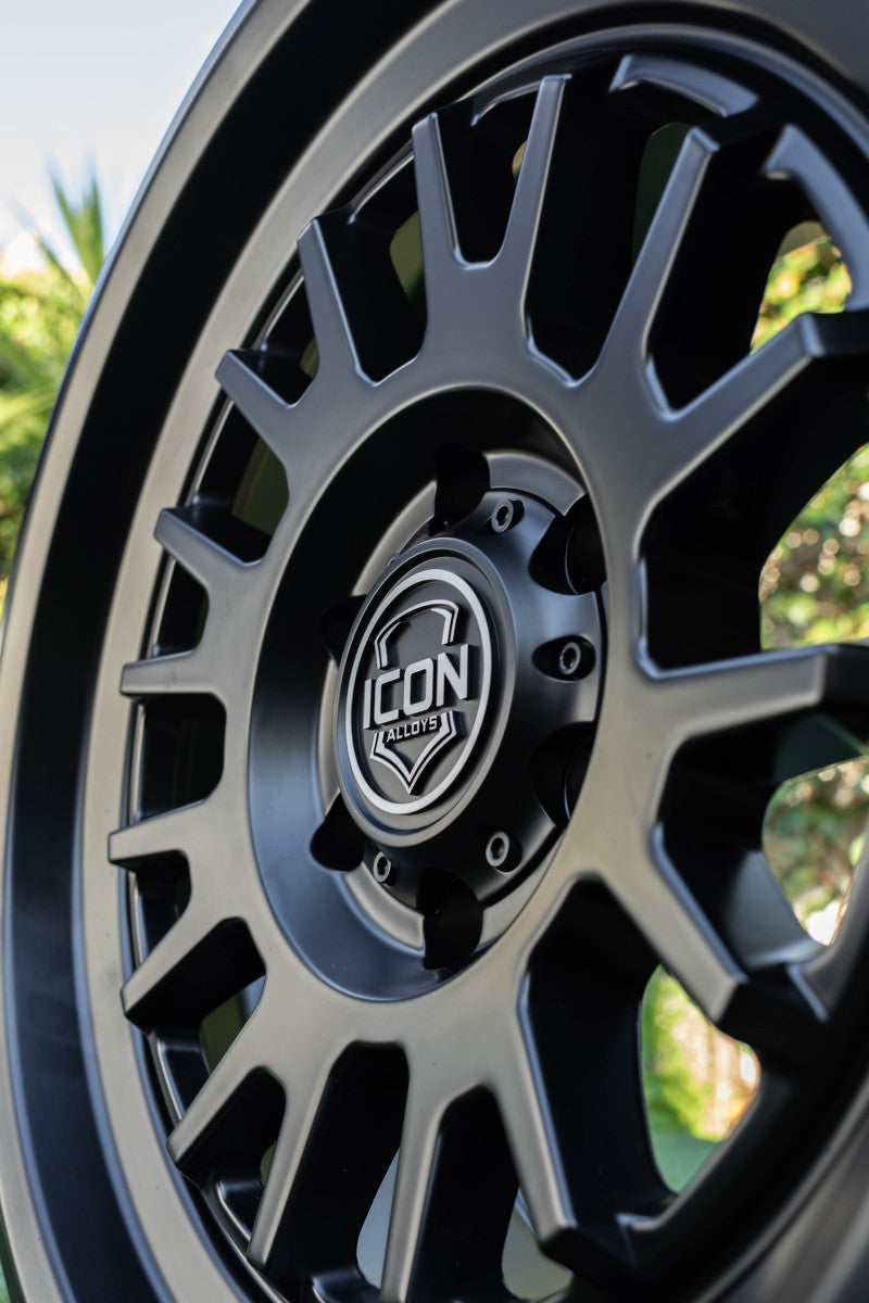 ICON Anza 17x8.5 6x5.5 0mm Offset 4.75in BS 106.1mm Hub Bore Satin Black Wheel 8217858347SB 8217858347SB Photo - Close Up