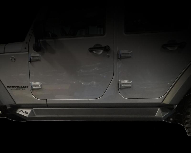 DV8 Offroad 07-18 Jeep Wrangler JK Plated Steel Rock Slider Steps - Matte Black (4 Door Only) SRSOTB-10 SRSOTB-10 Photo - Close Up