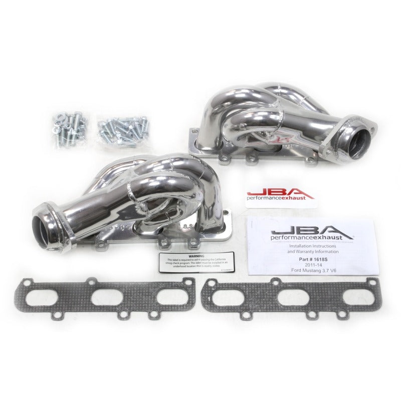 JBA 11-17 Ford Mustang 3.7L V6 1-5/8in Primary Silver Ctd Cat4Ward Header 1618SJS 1618SJS Photo - Primary