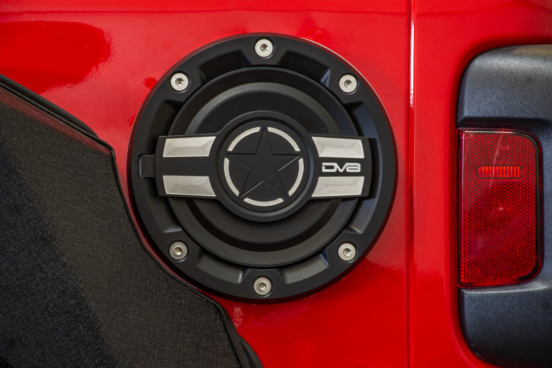 DV8 Offroad 2018+ Jeep JL Aluminum Fuel Door for 20-Pres Wrangler D-JL-190004-MIL D-JL-190004-MIL Photo - Mounted