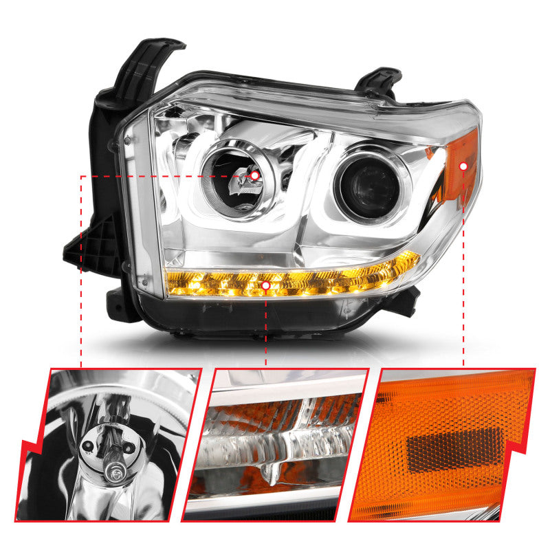 Anzo 2014-2015 Toyota Tundra Projector Headlights w/ U-Bar Chrome w/ DRL 111327 Photo - Close Up