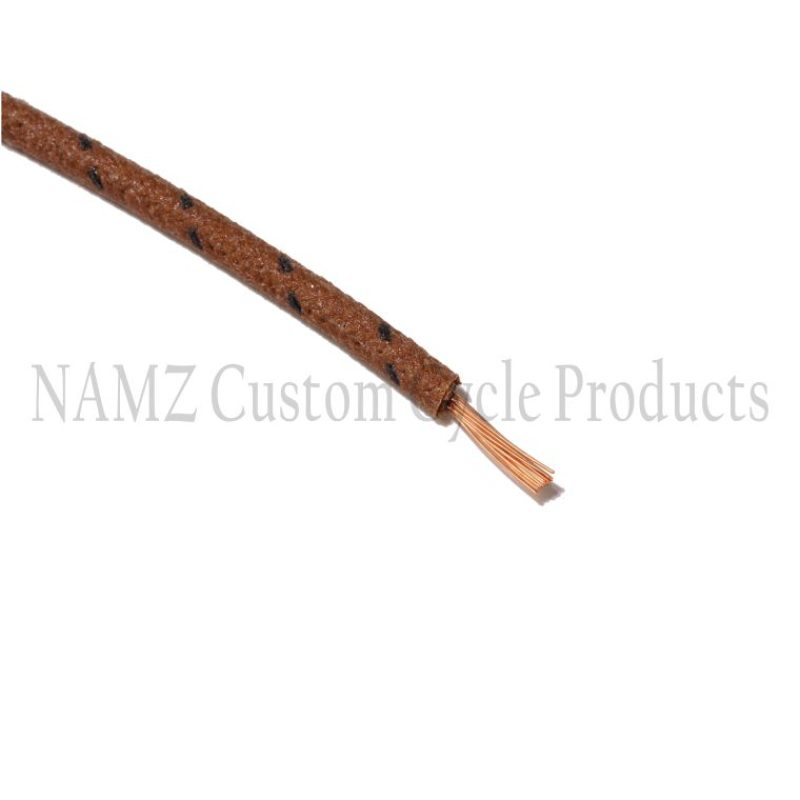NAMZ OEM Color Cloth-Braided Wire 25ft. Pack 16g - Brown w/Black Tracer NCBW-10 NCBW-10 Photo - Primary