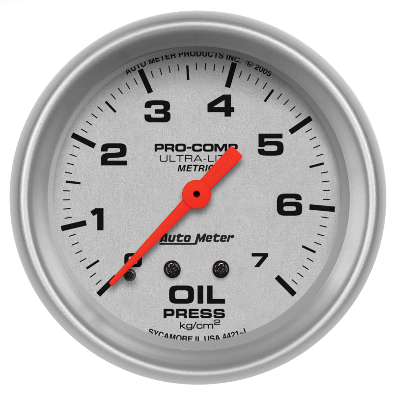 Autometer Ultra-Lite 66.7mm METRIC 0-7 Kg/CM 2 Oil Pressure Mechanical Gauge 4421-J 4421-J Photo - Primary
