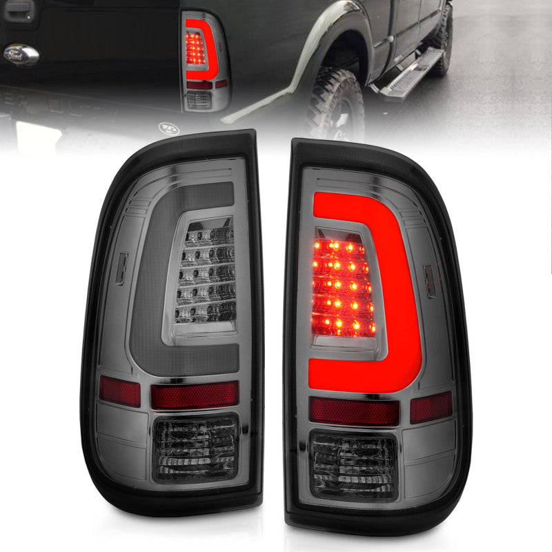 ANZO 2008-2016 Ford F-250 LED Taillights Chrome Housing Smoke Lens (Pair) 311357 311357 Photo - Primary