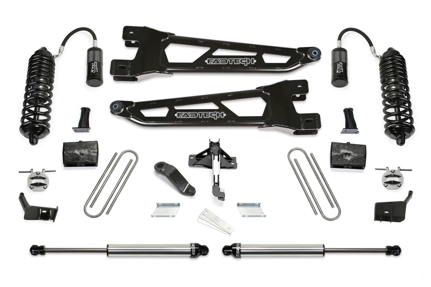 Fabtech 23-24 Ford F450/F550 4WD 6in Radius Arm Lift Kit w/ Front 4.0 Resi Coil & Rear 2.25 Shocks K2430DL