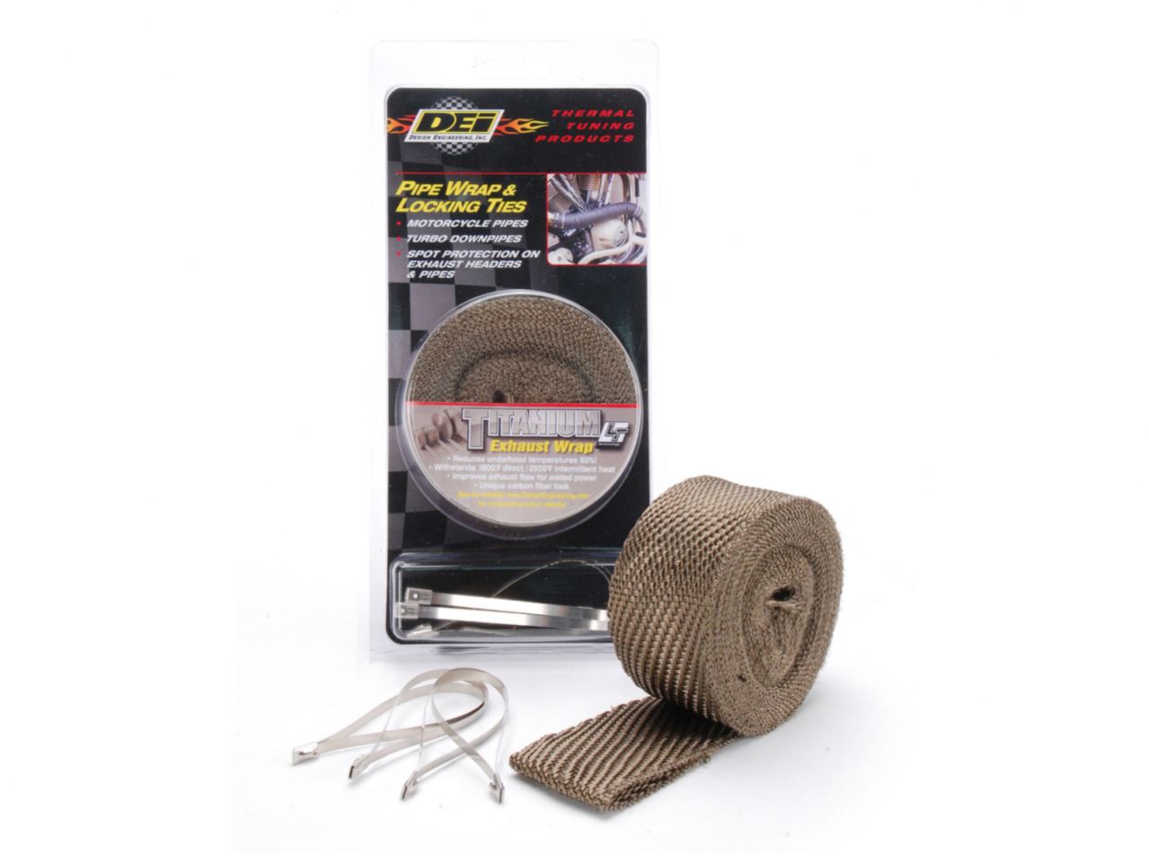 DEI Titanium Pipe Wrap & Locking Ties Kit 2" x 25 Ft