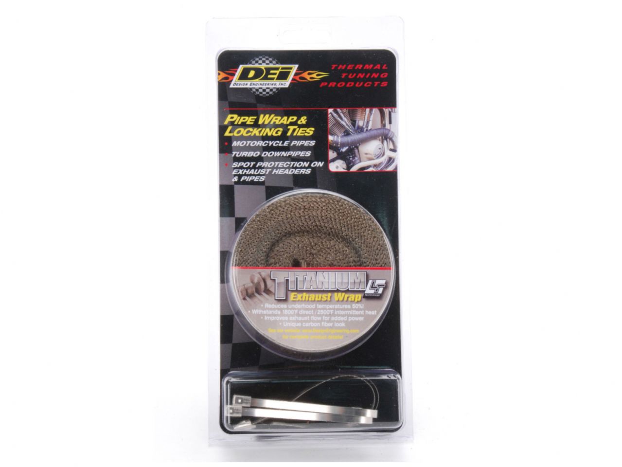 DEI Titanium Pipe Wrap & Locking Ties Kit 2" x 25 Ft