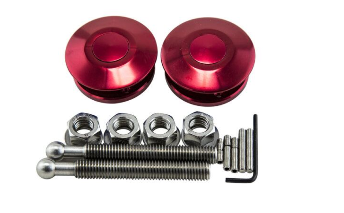 Push Button Billet Hood Pins Lock Clip Kit Car Quick Latch Universal Red