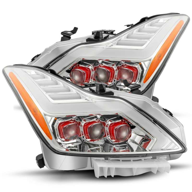 AlphaRex 08-13 Infiniti G37 NOVA LED Proj Headlight Plnk Styl Chrome w/Red LED Acc/Activ Light/DRL 881990 Main Image
