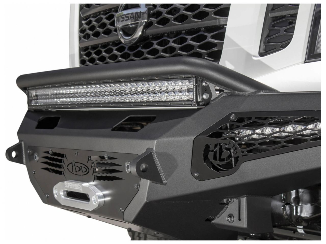 Addictive Desert Designs 2016-Up Nissan Titan XD HoneyBadger Winch Front Bumper w/Sensors