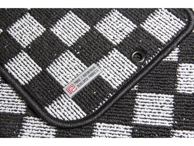 P2M Checkered Race Floor Carpet Mats Light White Nissan S13 1989-94 240SX LHD