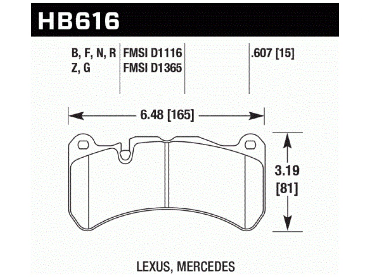 Hawk Brake Pads HB616R.607 Item Image