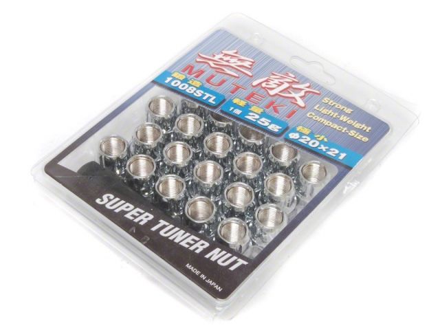 Muteki Open Ended Tuner Lightweight Lug Nuts 12x1.25mm CHROME 20pcs