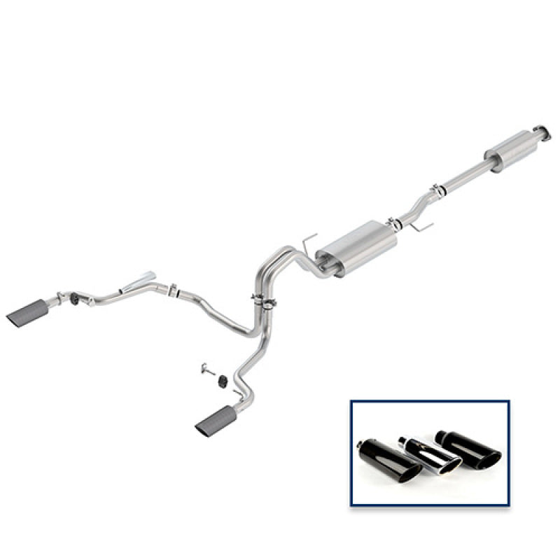 Ford Racing 15-18 F-150 3.5L Cat-Back Touring Exhaust System - Rear Exit Carbon Fiber Tips M-5200-F1535DTFA