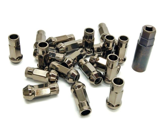Muteki SR48 Extended Racing Lug Nuts M12x1.25mm Chrome Titan. 20pcs