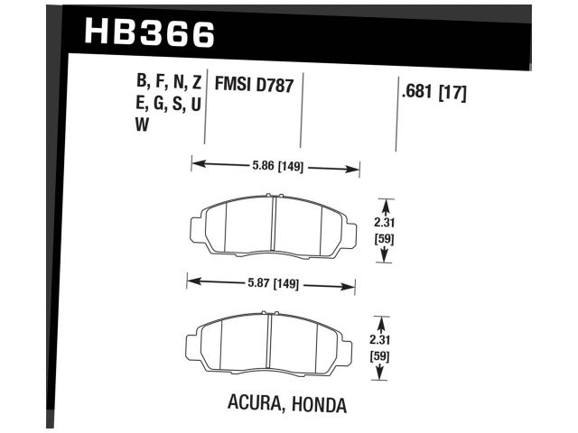 Hawk Blue 9012 Brake Pads Front Acura CL S 2001-2003