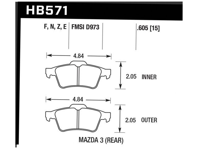 Hawk Blue 9012 Brake Pads Rear Mazda 3 I 2004-2009