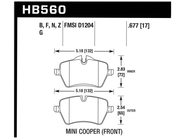 Hawk Ceramic Brake Pads Front Mini Cooper S 2005-2006