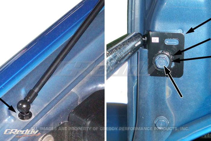 GReddy Subaru (GDB) WRX STI GReddy Carbon Hood Damper