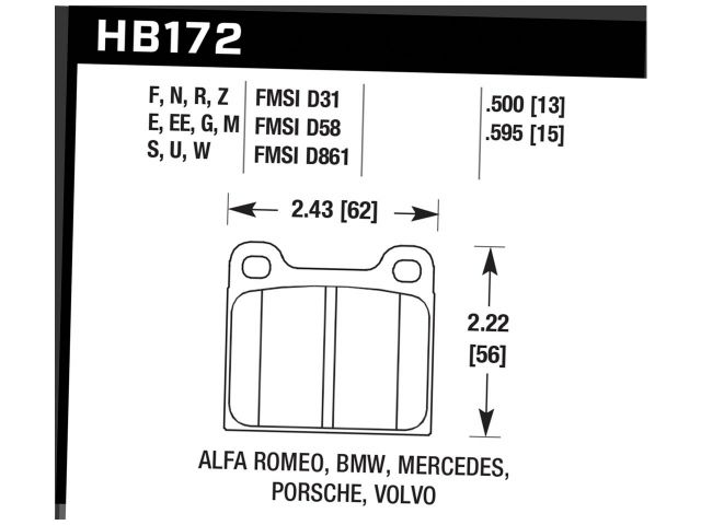 Hawk Ceramic Brake Pads Front Alfa Romeo Alfetta Sport 1975-1977