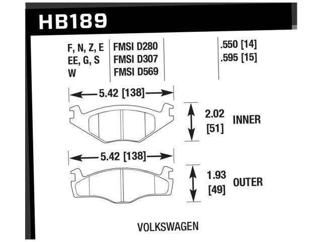 Hawk Street HPS Brake Pads Front Volkswagen Golf GTi VR6 1995-1995