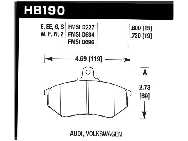 Hawk Ceramic Brake Pads Front Audi 5000 Base 1982-1982