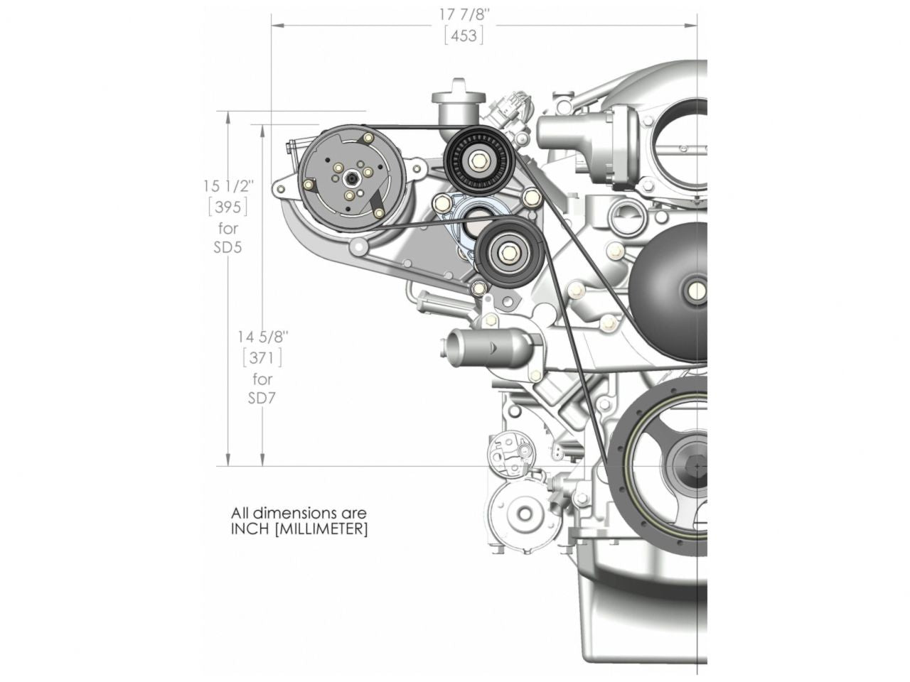 Holley LS A/C Accessory Drive Bracket - Fits Sanden SD508 or SD7 Comp.